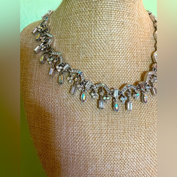 Silver Necklace with Stunning, Iridescent Aurora Borealis Crystal Accents - Picture 3 of 13